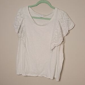 Time and Tru White Eyelet Sleeve Blouse
